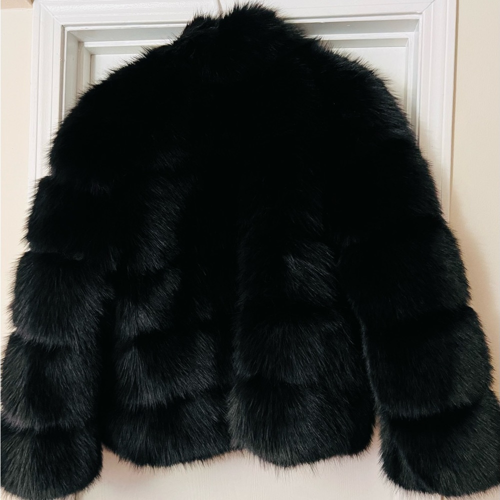 Faux Fur Jacket with Zipper Size XXXL (European Size) Fits Like US Large